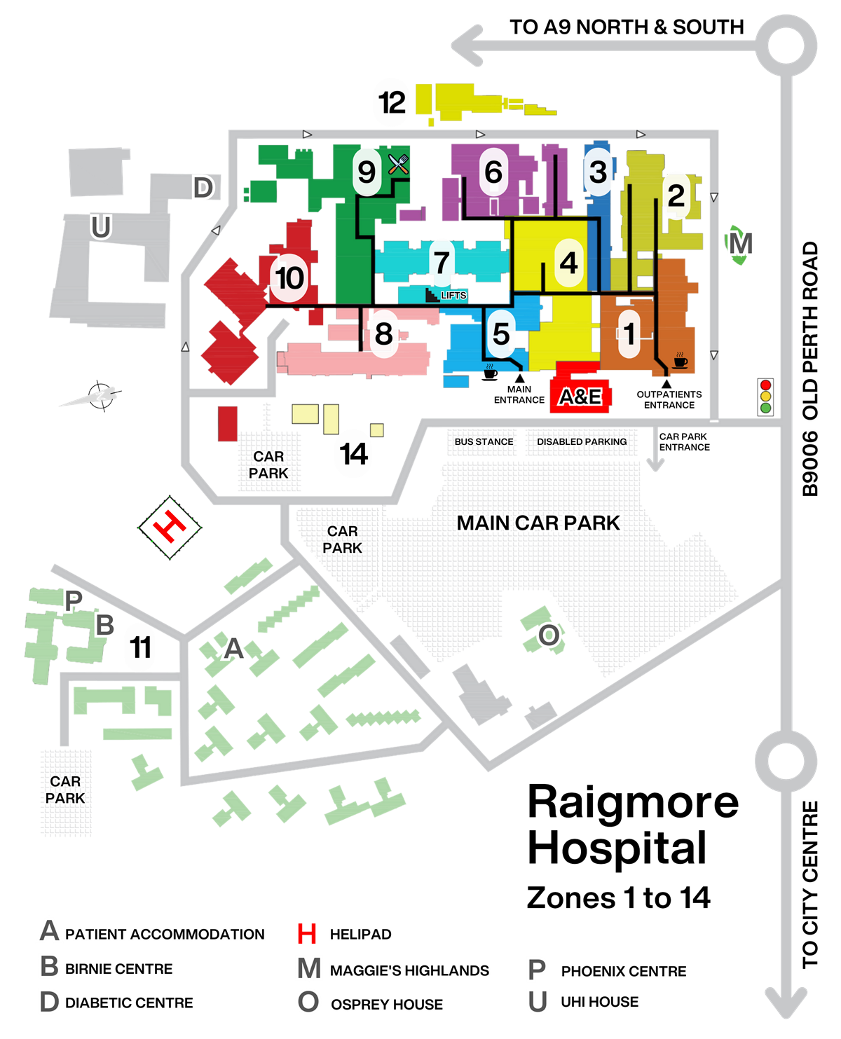 Raigmore Hospital Zone Map Wider Estate