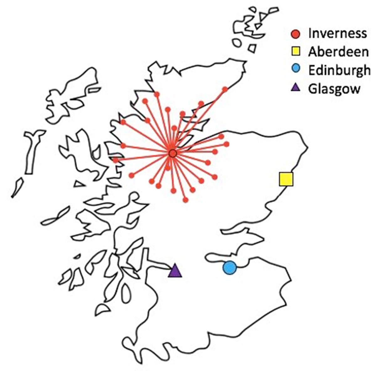 map showing prehospital immediate care and trauma service areas