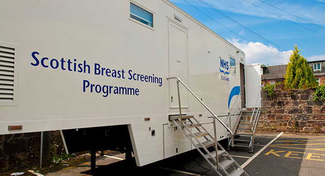 Exterior of Scottish Breast Screening Programme (SBSP) mobile unit